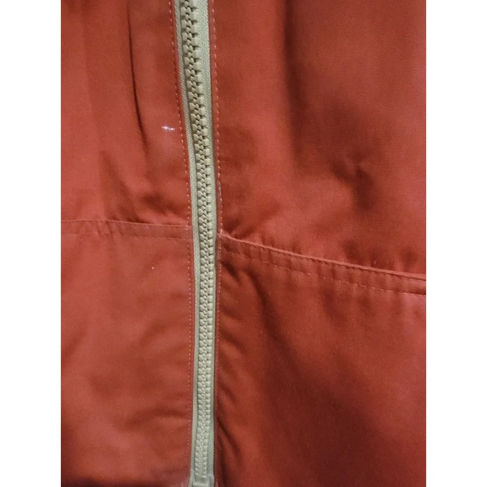 XTC Colorblock Full Zip Orange Gray Puffer Hooded coat Jacket, Retro Sz L 1970's
